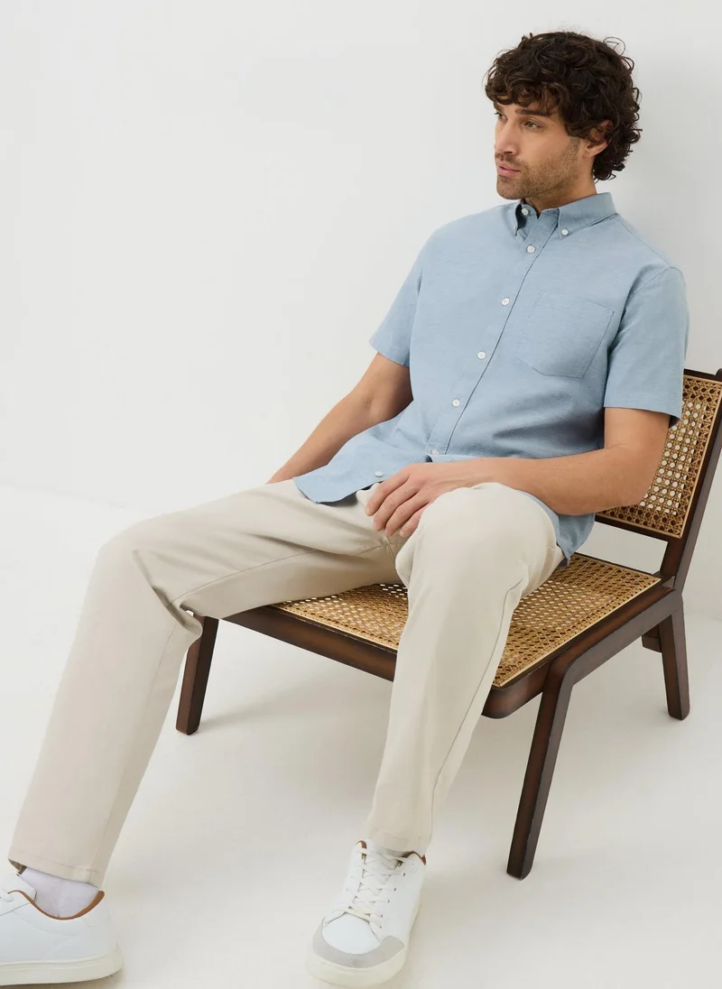 Matalan Blue Short Sleeve Oxford Shirt